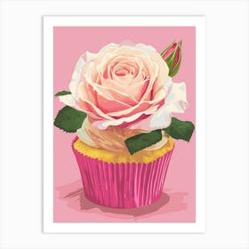 English Roses Painting Rose In A Cupcake 2 Art Print