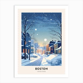 Winter Night  Travel Poster Boston Usa 2 Art Print