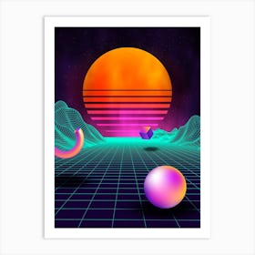 Neon retrowave sunrise #2 [synthwave/vaporwave/cyberpunk] — aesthetic retrowave neon poster Art Print