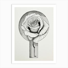 English Rose Key Line Drawing 3 Art Print