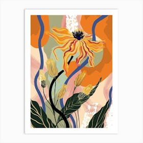 Colourful Flower Illustration Calendula 3 Art Print