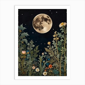 Moonlight In The Meadow Style William Morris 2 Art Print 1 Art Print