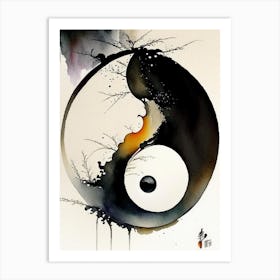 Repeat 6 Yin And Yang Japanese Ink Art Print