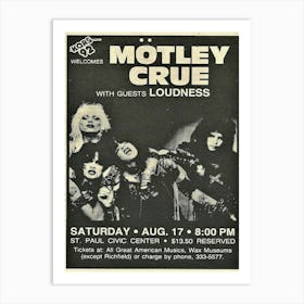 Motley Crue Vintage Concert Music Poster Art Print