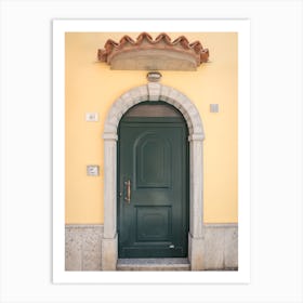 Green Door With Yellow Wall in Italy Art Print