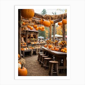 An Old Style Fall Fair Set Amid The Heart Of A Golden Hued Forest The Venue Is Bedecked With Lively (6) Art Print