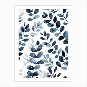 Watercolor Leaves On A White Background Art Print