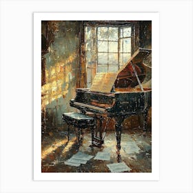 Vintage Piano Room With Sheet Music – Classical Music Studio Art Print Art Print