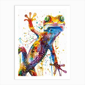 Gecko Colourful Watercolour 1 Art Print