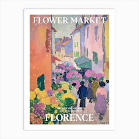 Vintage Flower Market Painting Florence 0 Art Print