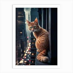 Cat On A Ledge Art Print