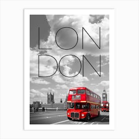 Red Buses In London 1 Art Print