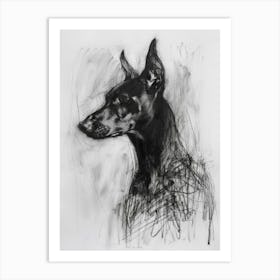 German Pinscher Dog Charcoal Line 2 Art Print