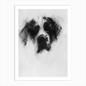 St Bernard Dog Charcoal Line 4 Art Print