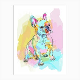 Pastel Watercolour French Bulldog Line Illustration 2 Art Print