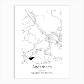 Andernach,Germany Minimalist Map Art Print