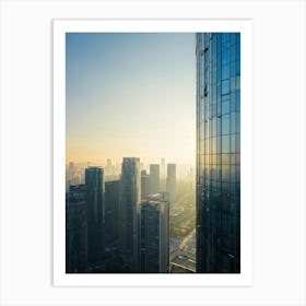 A Picture Of A Contemporary Office Building Its Sleek Facade Reflecting The Early Morning Sunlight 2 1 Art Print