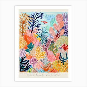 Poster Of Coral Beach, Australia, Matisse And Rousseau Style 3 Art Print