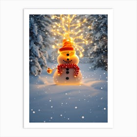 Snowman In The Snow 1 Art Print