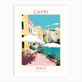 Capri, Italy, Flat Pastels Tones Illustration 4 Poster Art Print