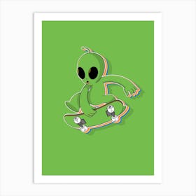 Alien Skateboarder Art Print