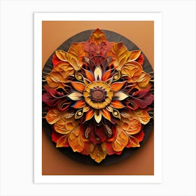 Distinctive boho art.Golden Harvest Mandala.12 Art Print