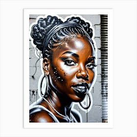 Graffiti Mural Of Beautiful Black Woman 363 Art Print