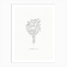 Bouquet Line Drawing Art Print