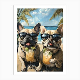 Whimsical Frenchies At The Bar 26 Art Print