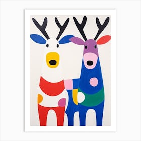 Colourful Kids Animal Art Reindeer 2 Art Print