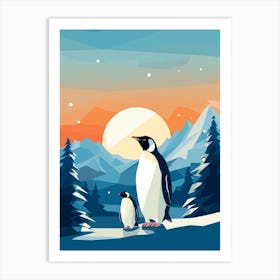 Penguins In The Snow Art Print