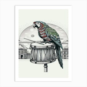 Gizmo Parrot On Drum Art Print