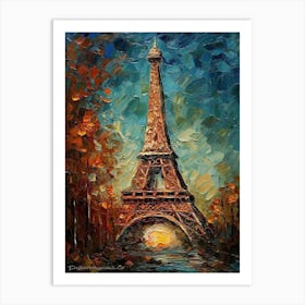 Eiffel Tower Paris France Vincent Van Gogh Style 29 Art Print