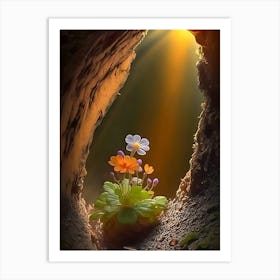 Flowers In A Cave Art Print