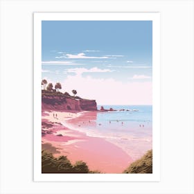 An Illustration In Pink Tones Of  Grange Beach Australia 1 Art Print
