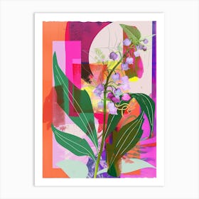 Lily Of The Valley 1 Neon Flower Collage Art Print