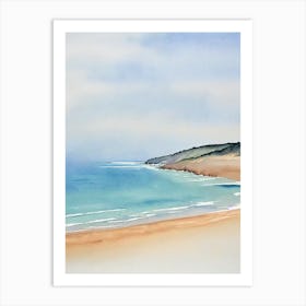 Woolacombe Beach 2, Devon Watercolour Art Print