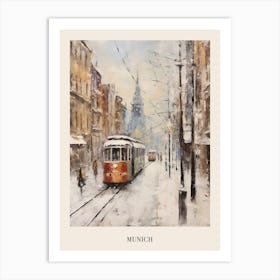 Vintage Winter Painting Poster Munich Germany 2 Art Print