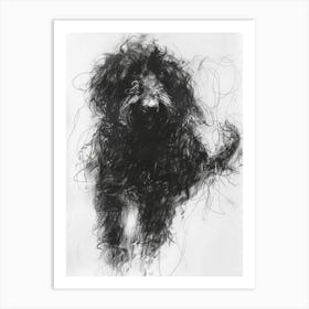 Bergamasco Sheepdog Charcoal Line 1 Art Print