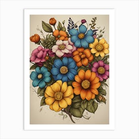 Bouquet Of Flowers Art Print