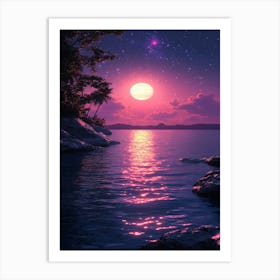 Moonlight Over Water 1 Art Print