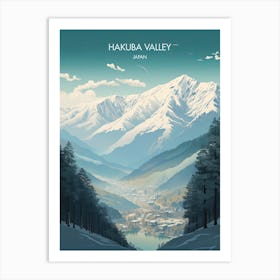 Poster Of Hakuba Valley   Nagano, Japan, Ski Resort Illustration 1 Art Print