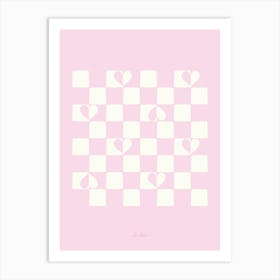 Baby Pink Checkered Hearts Art Print