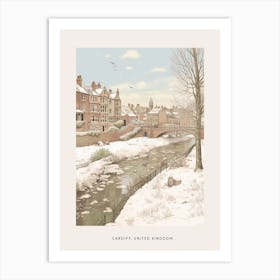 Vintage Winter Poster Cardiff United Kingdom Art Print