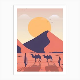 Camels In The Desert Art Print