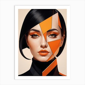 Woman Portrait Minimalism Geometric Pop Art (17) Art Print