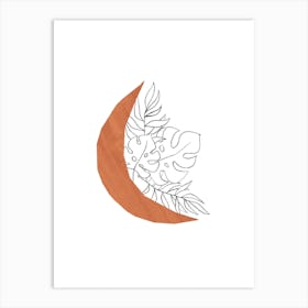 Moon And Leaves Art Print