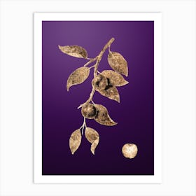 Gold Botanical Cherry Plum on Royal Purple Art Print