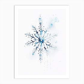 Frozen, Snowflakes, Minimalist Watercolour 3 Art Print