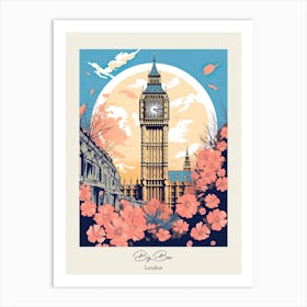 Big Ben, London   Cute Botanical Illustration Travel 3 Poster Art Print